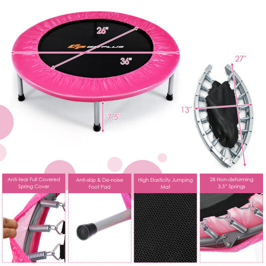 36 Inch Mini Folding Trampoline Portable Recreational Fitness Rebounder-Silver LuxuryLifeWay Online Store
