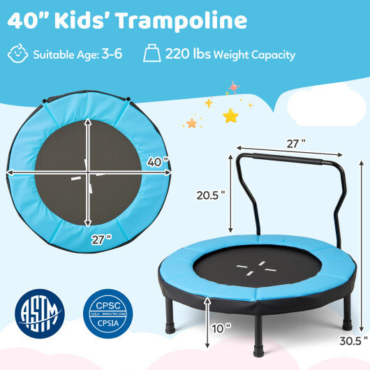 40 Inch Trampoline for Kids Indoor Outdoor Fitness Trampoline-Blue LuxuryLifeWay Online Store