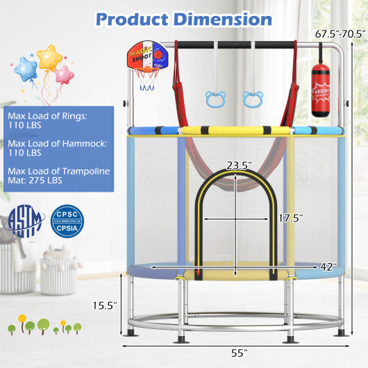 55" Kids Trampoline Gift for for 3-6 Years Old Boys and Girls-Navy LuxuryLifeWay Online Store