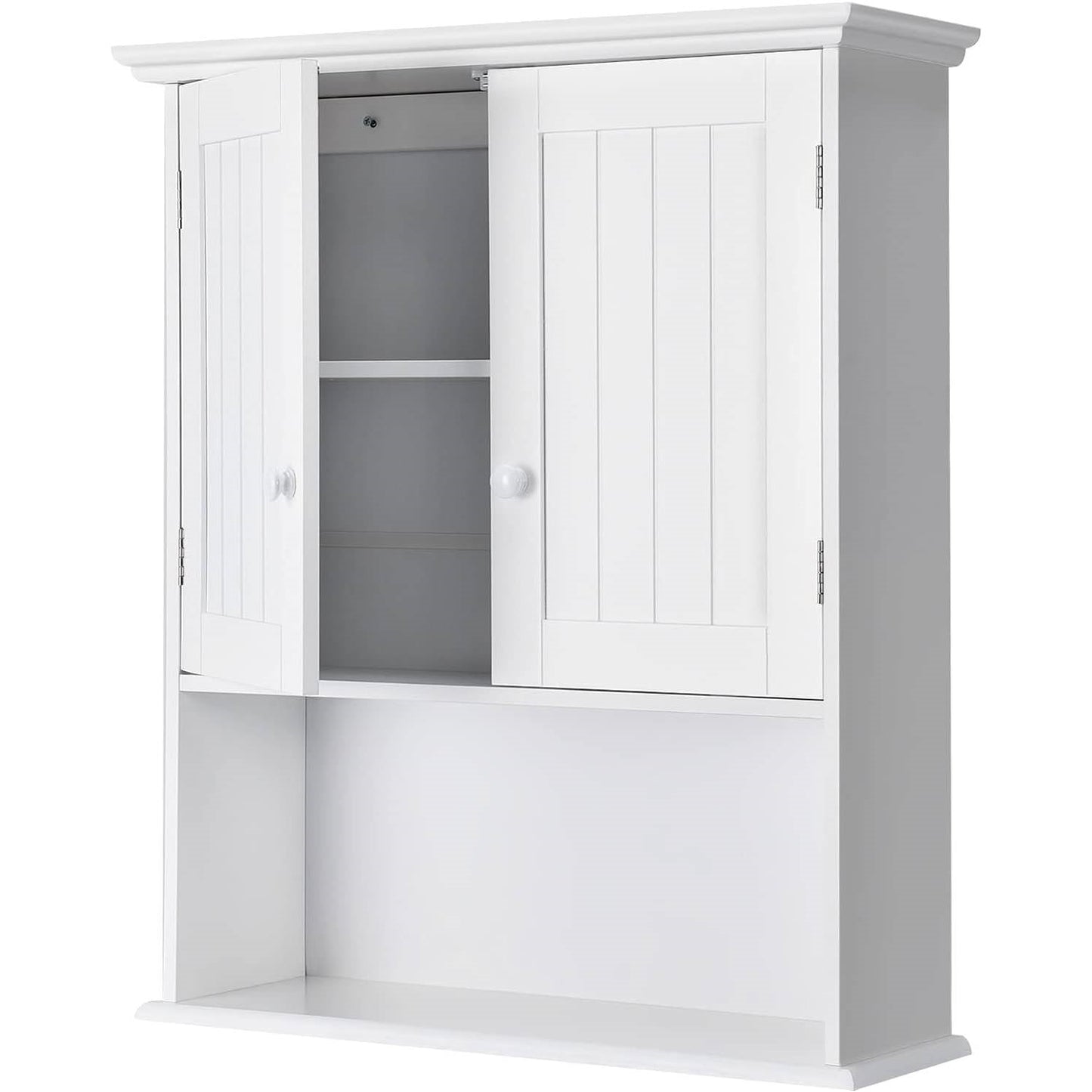 Bathroom Wall Mount Medicine Cabinet with Open Storage Shelf in White LuxuryLifeWay Online Store