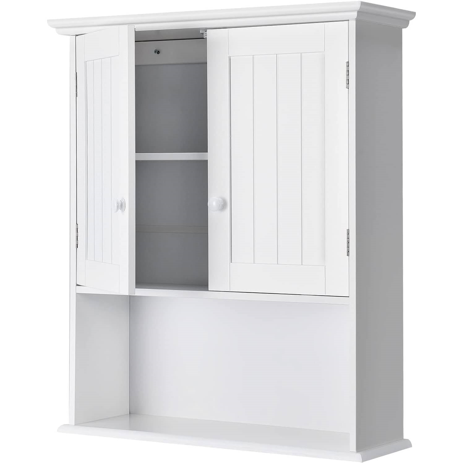 Bathroom Wall Mount Medicine Cabinet with Open Storage Shelf in White LuxuryLifeWay Online Store