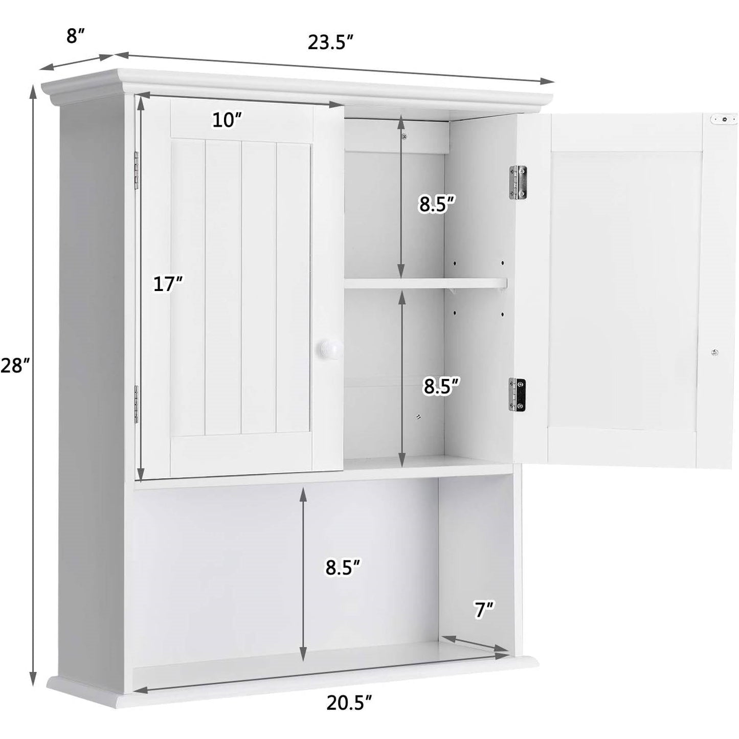 Bathroom Wall Mount Medicine Cabinet with Open Storage Shelf in White LuxuryLifeWay Online Store