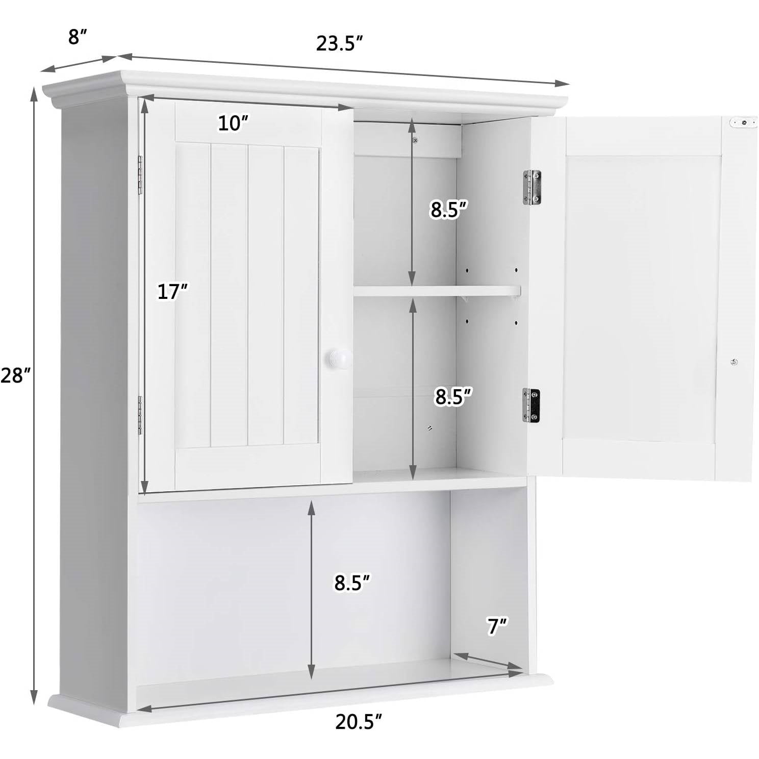 Bathroom Wall Mount Medicine Cabinet with Open Storage Shelf in White LuxuryLifeWay Online Store