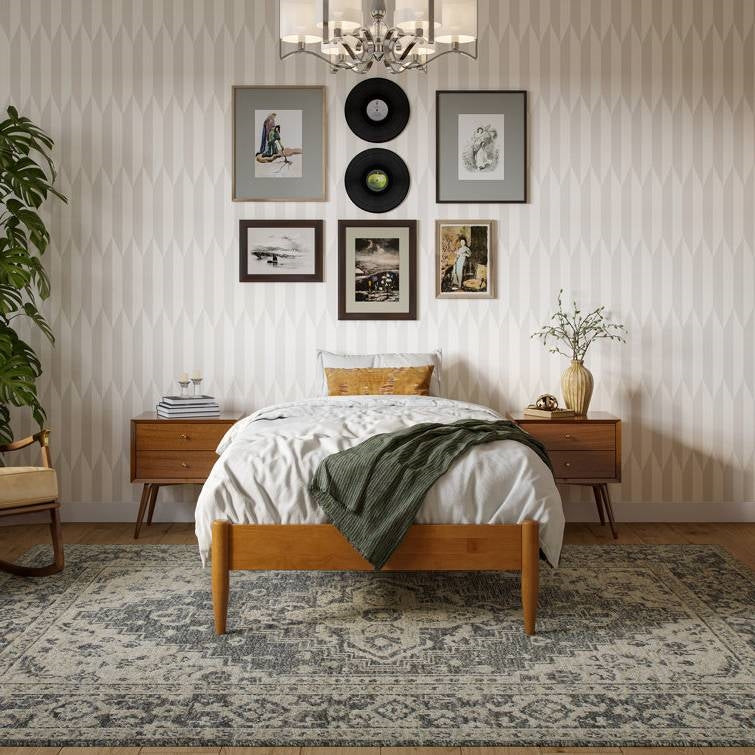 Twin size Solid Hardwood Platform Bed Frame in Natural Wood Finish LuxuryLifeWay Online Store