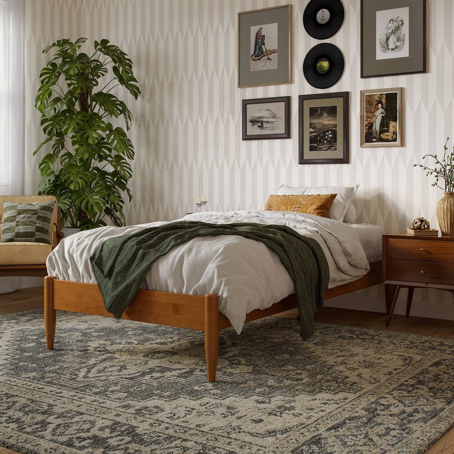 Twin size Solid Hardwood Platform Bed Frame in Natural Wood Finish LuxuryLifeWay Online Store