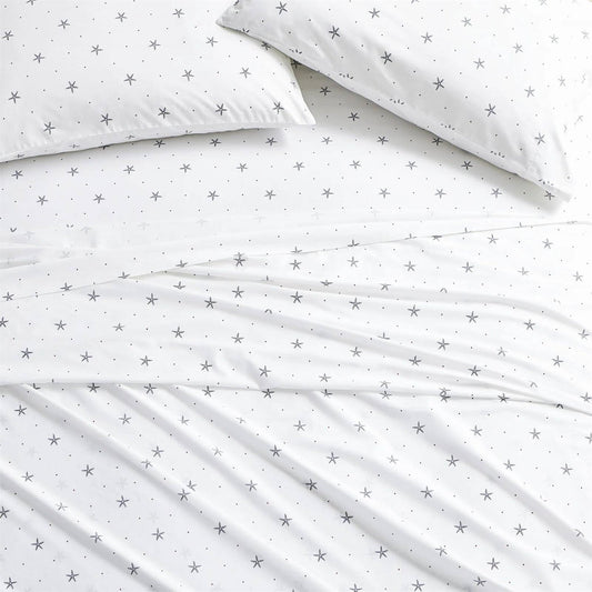 Twin size Coastal Beach Starfish White Navy Red 100-Percent Cotton Sheet Set LuxuryLifeWay Online Store