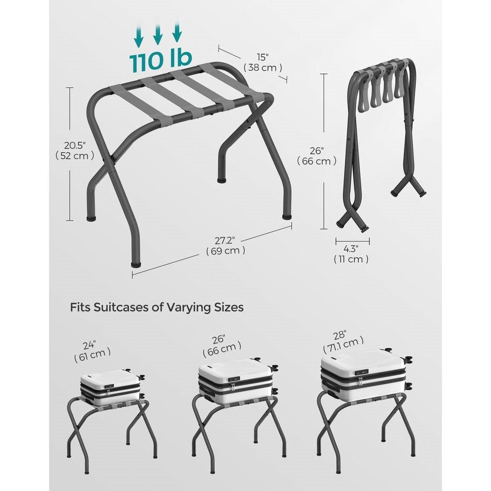 Set of 2 - Sturdy Grey Metal Folding Luggage Rack LuxuryLifeWay Online Store