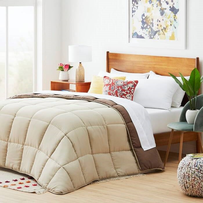 Twin All Seasons Beige/Brown Reversible Polyester Down Alternative Comforter LuxuryLifeWay Online Store