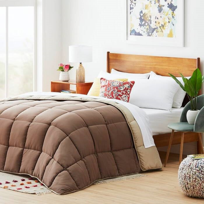 Twin All Seasons Beige/Brown Reversible Polyester Down Alternative Comforter LuxuryLifeWay Online Store