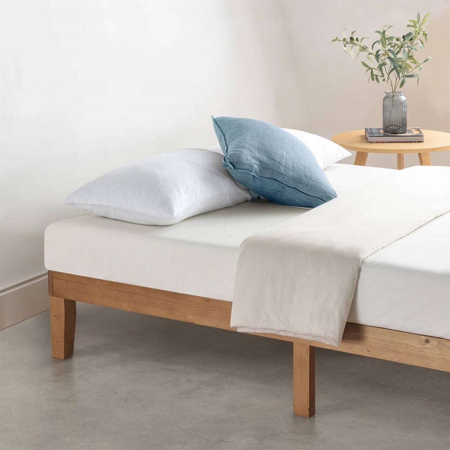 Twin size Solid Wood Platform Bed Frame in Natural Wooden Finish LuxuryLifeWay Online Store