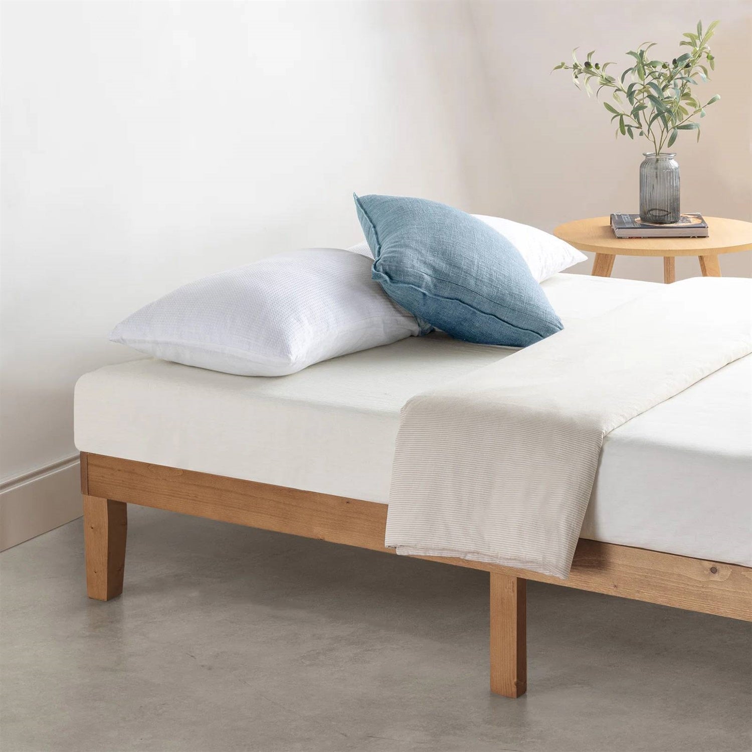 Twin size Solid Wood Platform Bed Frame in Natural Wooden Finish LuxuryLifeWay Online Store