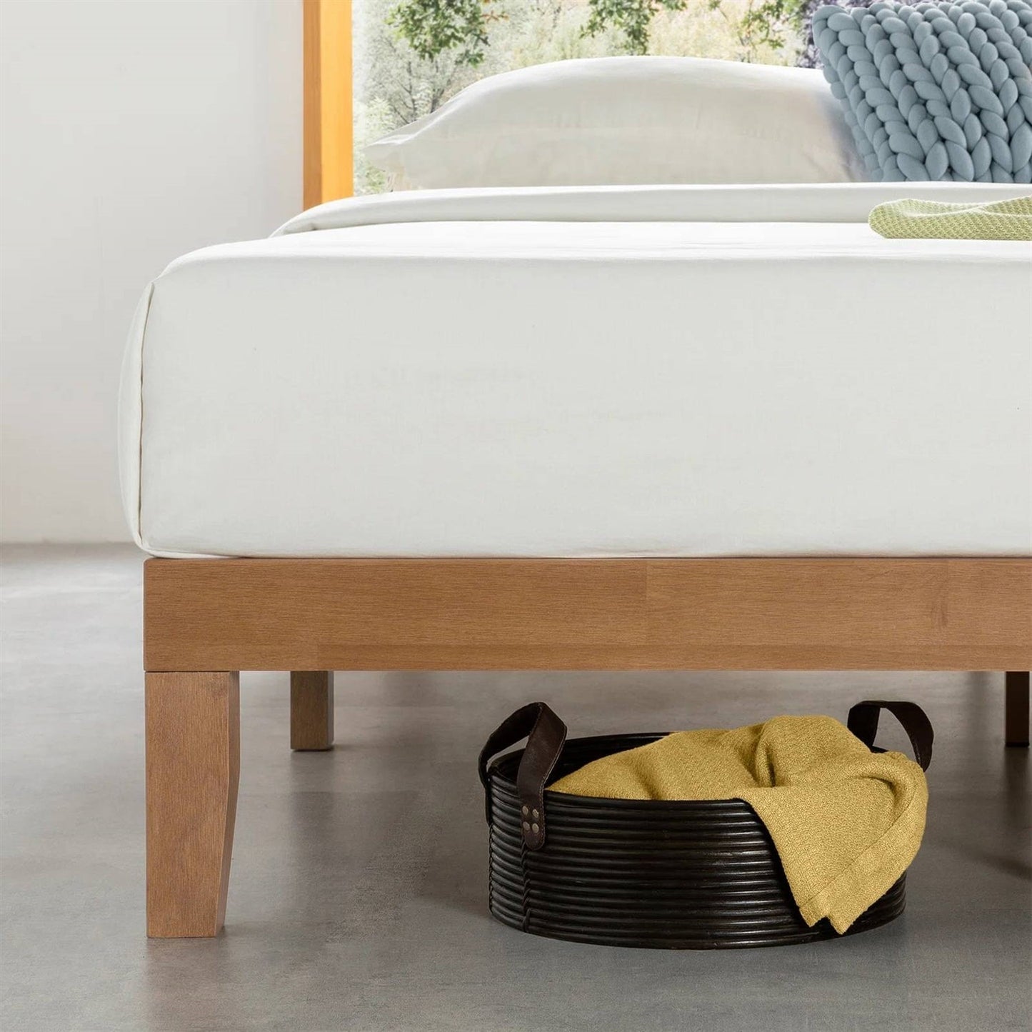 Twin size Solid Wood Platform Bed Frame in Natural Wooden Finish LuxuryLifeWay Online Store