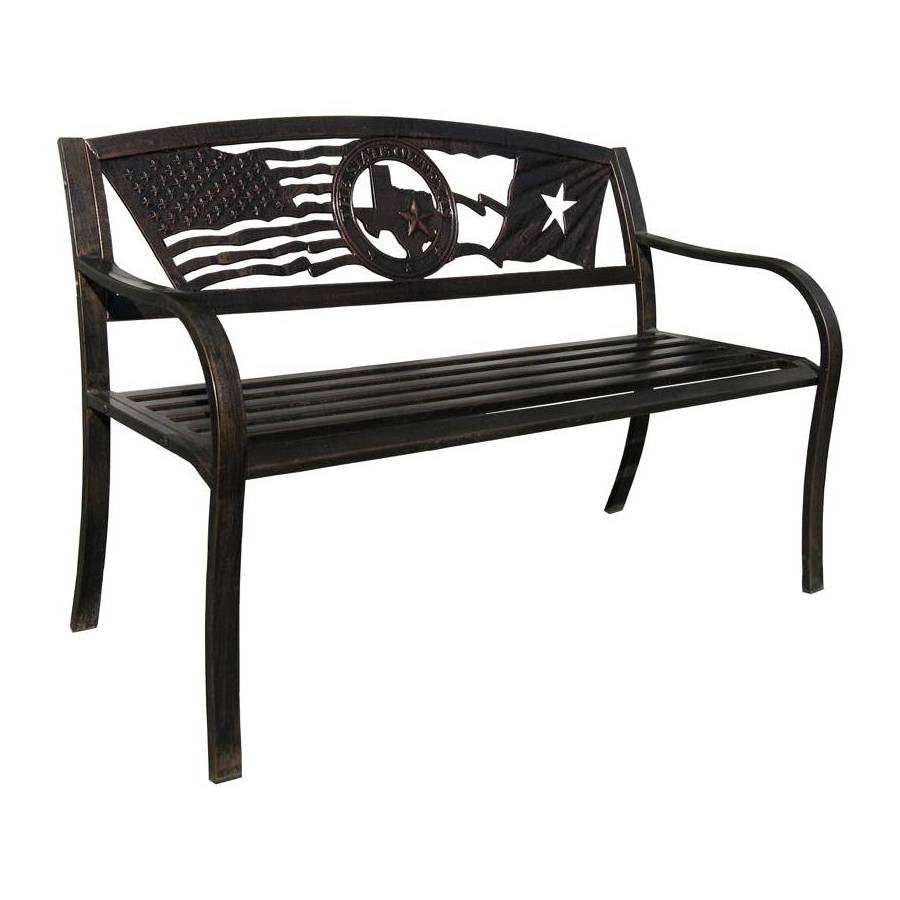 2 Person Texas Star Patriotic USA Flag Outdoor Metal Garden Bench in Bronze LuxuryLifeWay Online Store