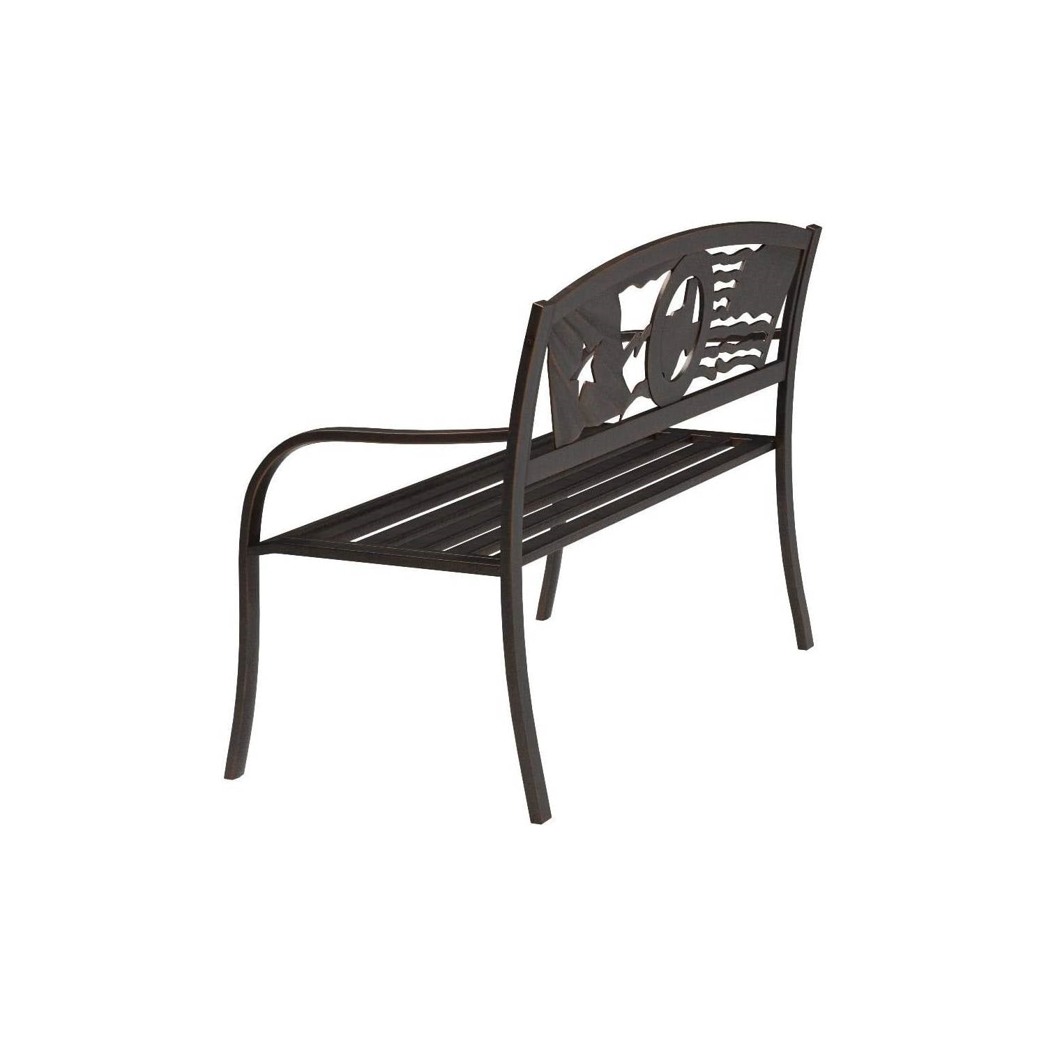 2 Person Texas Star Patriotic USA Flag Outdoor Metal Garden Bench in Bronze LuxuryLifeWay Online Store