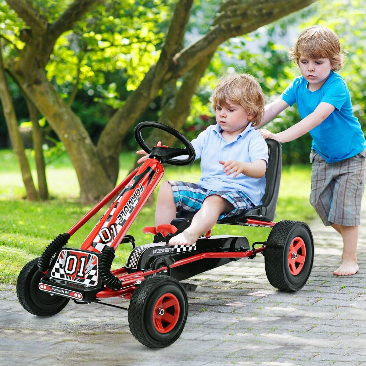 4 Wheels Kids Ride On Pedal Powered Bike Go Kart Racer Car Outdoor Play Toy-Red - Color: Red LuxuryLifeWay Online Store