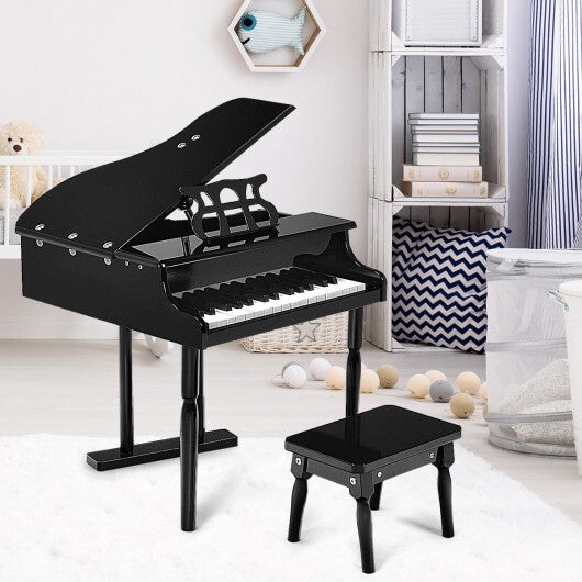 Musical Instrument Toy 30-Key Children Mini Grand Piano with Bench-Black LuxuryLifeWay Online Store