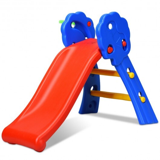2 Step Indoors Kids Plastic Folding Slide with Basketball Hoop LuxuryLifeWay Online Store