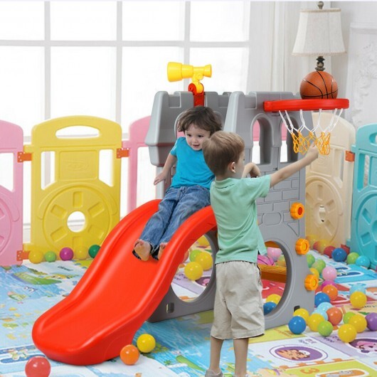 5 in 1 Toddler Climber Slide Playset with Basketball Hoop and Telescope LuxuryLifeWay Online Store