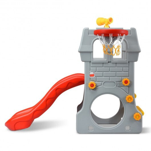 5 in 1 Toddler Climber Slide Playset with Basketball Hoop and Telescope LuxuryLifeWay Online Store