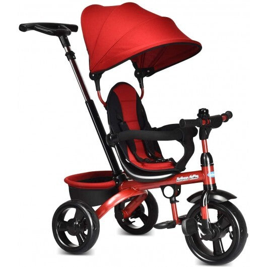 4-in-1 Kids Tricycle with Adjustable Push Handle-Red - Color: Red LuxuryLifeWay Online Store
