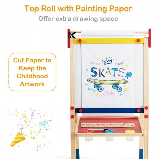 All-in-One Wooden Height Adjustable Kid's Art Easel with Magnetic Stickers and Paper - Color: Multicolor LuxuryLifeWay Online Store