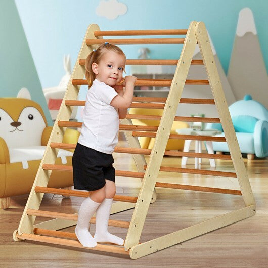Foldable Wooden Climbing Triangle Indoor with Ladder for Toddler Baby-Natural - Color: Natural LuxuryLifeWay Online Store
