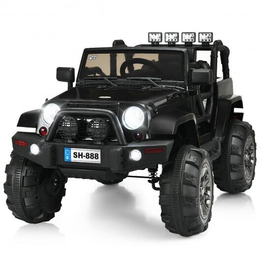 12V Kids Remote Control Riding Truck Car with LED Lights-Black LuxuryLifeWay Online Store