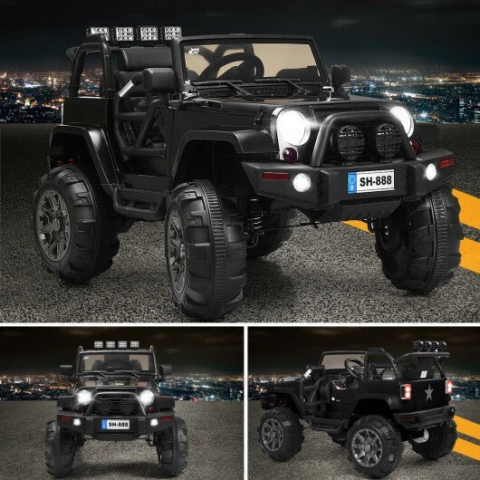 12V Kids Remote Control Riding Truck Car with LED Lights-Black LuxuryLifeWay Online Store