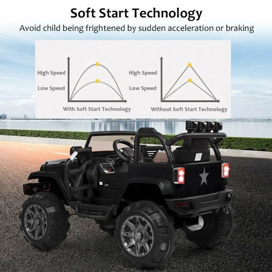 12V Kids Remote Control Riding Truck Car with LED Lights-Black LuxuryLifeWay Online Store