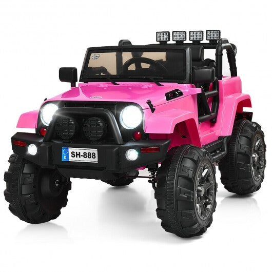 12V Kids Remote Control Riding Truck Car with LED Lights-Black LuxuryLifeWay Online Store