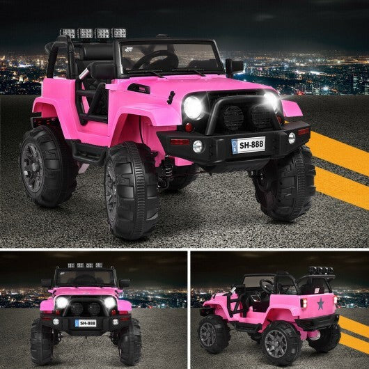 12V Kids Remote Control Riding Truck Car with LED Lights-Black LuxuryLifeWay Online Store