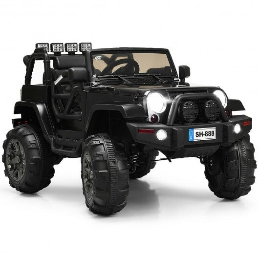 12V Kids Remote Control Riding Truck Car with LED Lights-Black LuxuryLifeWay Online Store