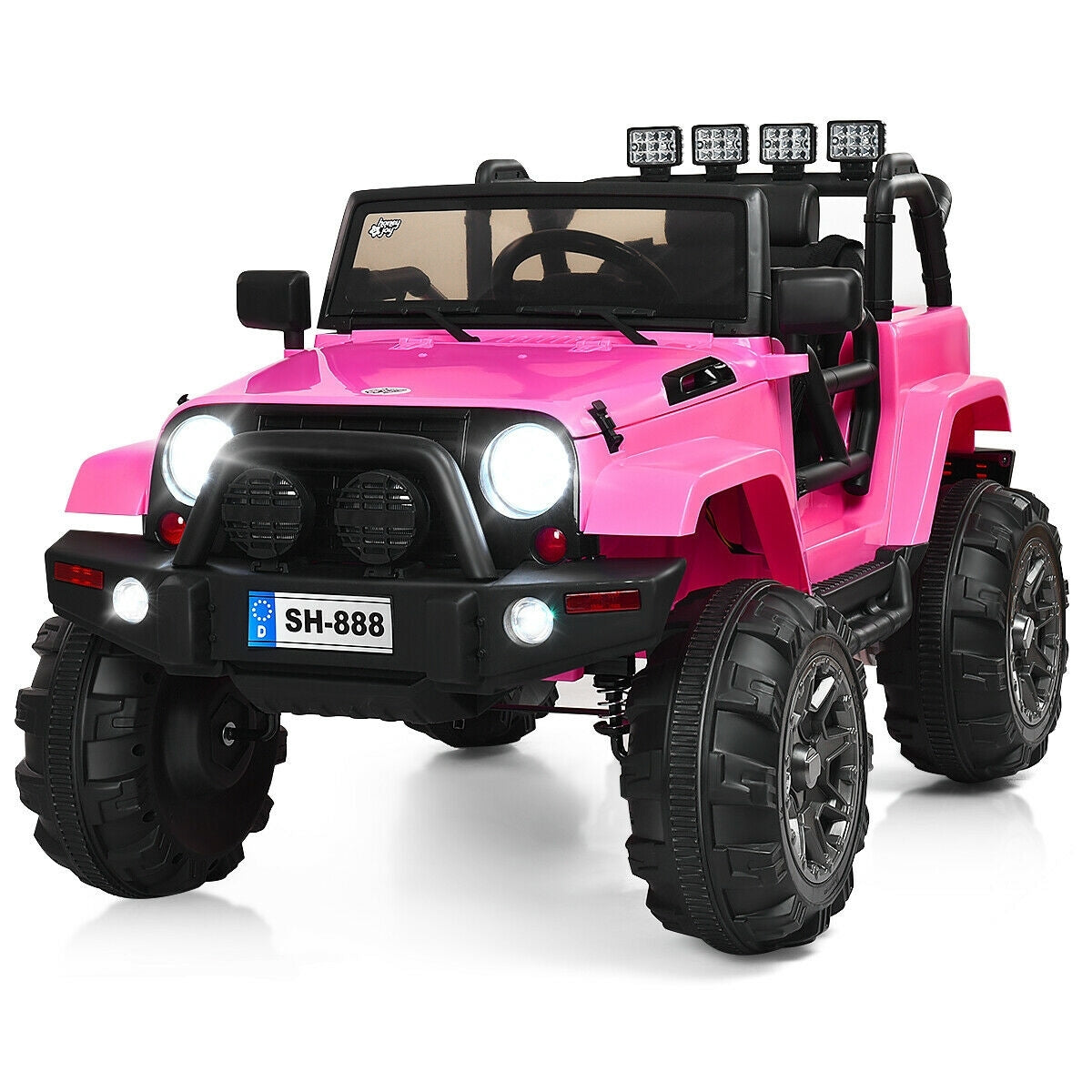 12V Kids Remote Control Riding Truck Car with LED Lights-Pink - Color: Pink LuxuryLifeWay Online Store
