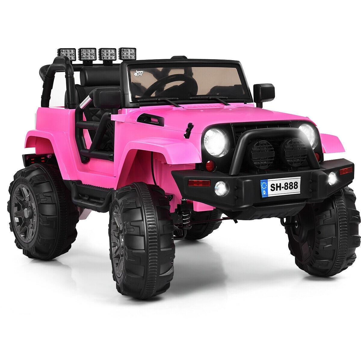 12V Kids Remote Control Riding Truck Car with LED Lights-Pink - Color: Pink LuxuryLifeWay Online Store