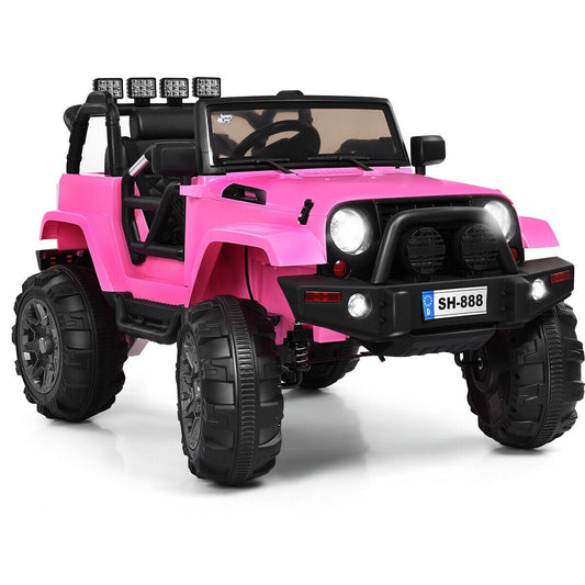 12V Kids Remote Control Riding Truck Car with LED Lights-Pink - Color: Pink LuxuryLifeWay Online Store