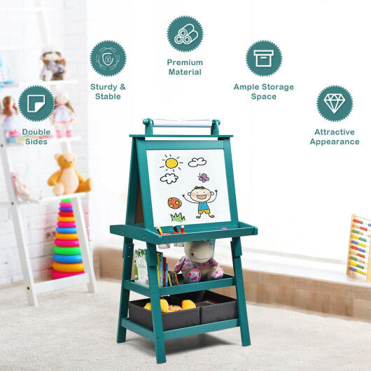 3 in 1 Double-Sided Storage Art Easel-Green LuxuryLifeWay Online Store