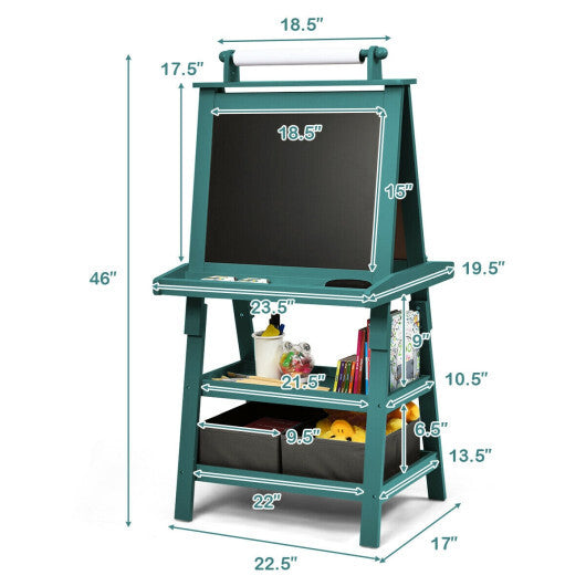 3 in 1 Double-Sided Storage Art Easel-Green LuxuryLifeWay Online Store