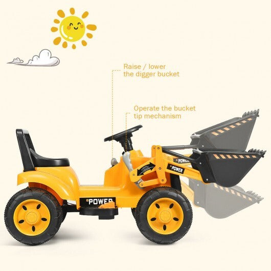 Kids Ride On Excavator Digger 6V Battery Powered Tractor-Yellow LuxuryLifeWay Online Store