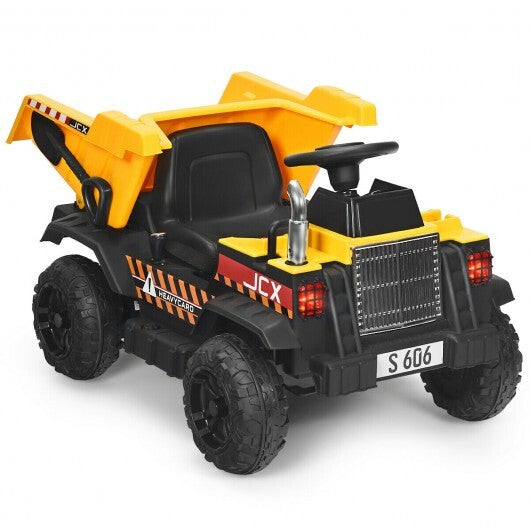 12V Battery Kids Ride On Dump Truck with Electric Bucket and Dump Bed-Yellow LuxuryLifeWay Online Store