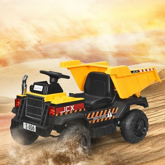 12V Battery Kids Ride On Dump Truck with Electric Bucket and Dump Bed-Yellow LuxuryLifeWay Online Store