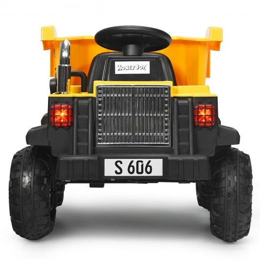 12V Battery Kids Ride On Dump Truck with Electric Bucket and Dump Bed-Yellow LuxuryLifeWay Online Store
