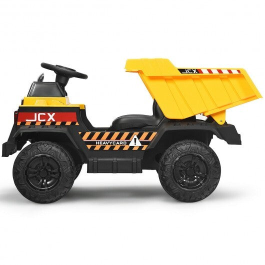 12V Battery Kids Ride On Dump Truck with Electric Bucket and Dump Bed-Yellow LuxuryLifeWay Online Store