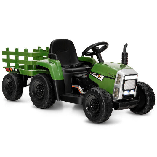 12V Ride on Tractor with 3-Gear-Shift Ground Loader for Kids 3+ Years Old-Dark Green - Color: Dark Green LuxuryLifeWay Online Store