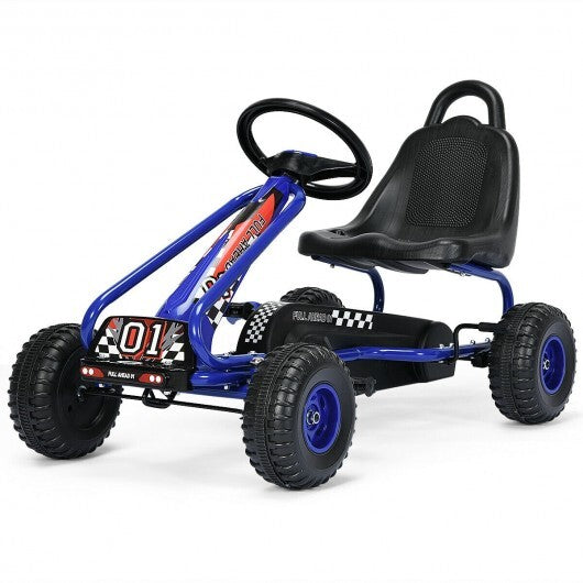 4 Wheel Pedal Powered Ride On with Adjustable Seat-Blue LuxuryLifeWay Online Store