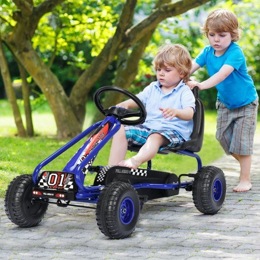 4 Wheel Pedal Powered Ride On with Adjustable Seat-Blue LuxuryLifeWay Online Store