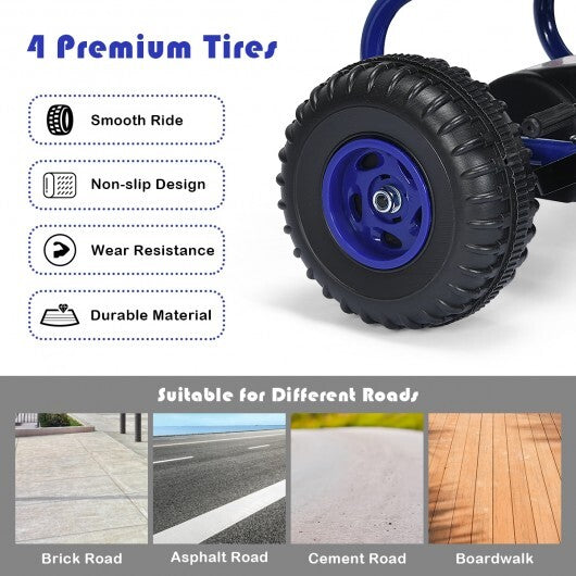 4 Wheel Pedal Powered Ride On with Adjustable Seat-Blue LuxuryLifeWay Online Store