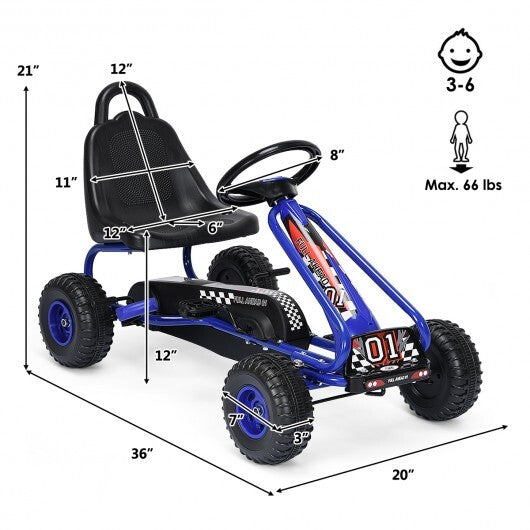 4 Wheel Pedal Powered Ride On with Adjustable Seat-Blue LuxuryLifeWay Online Store