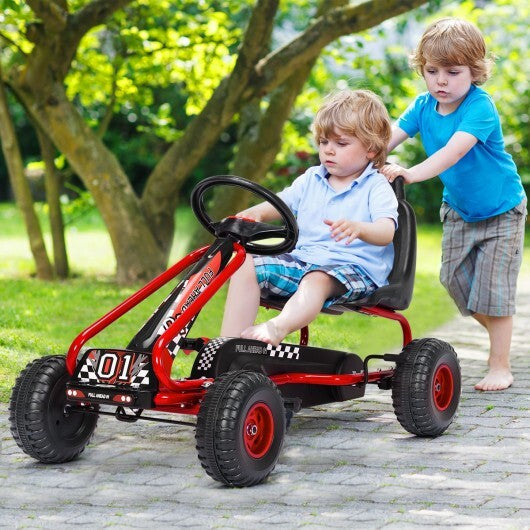4 Wheel Pedal Powered Ride On with Adjustable Seat-Blue LuxuryLifeWay Online Store