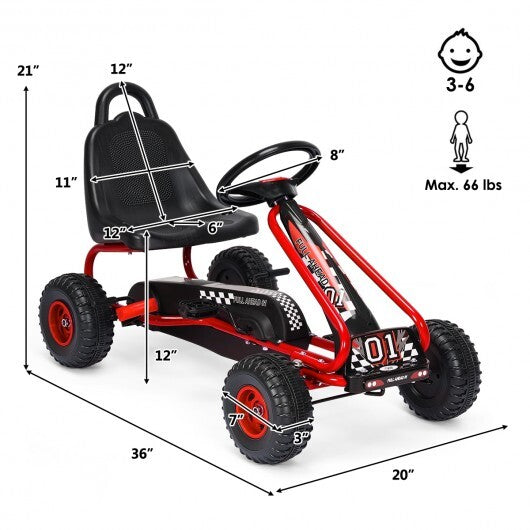 4 Wheel Pedal Powered Ride On with Adjustable Seat-Blue LuxuryLifeWay Online Store