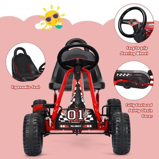 4 Wheel Pedal Powered Ride On with Adjustable Seat-Blue LuxuryLifeWay Online Store